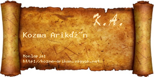 Kozma Arikán névjegykártya