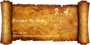 Kozma Arikán névjegykártya